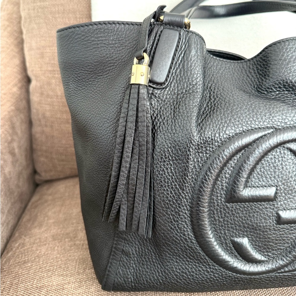 Gucci authentic SoHo shoulder bag tote black leather medium tassels - Picture 4 of 16